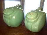 Frankoma salt and pepper shaker 86B glazed jade green